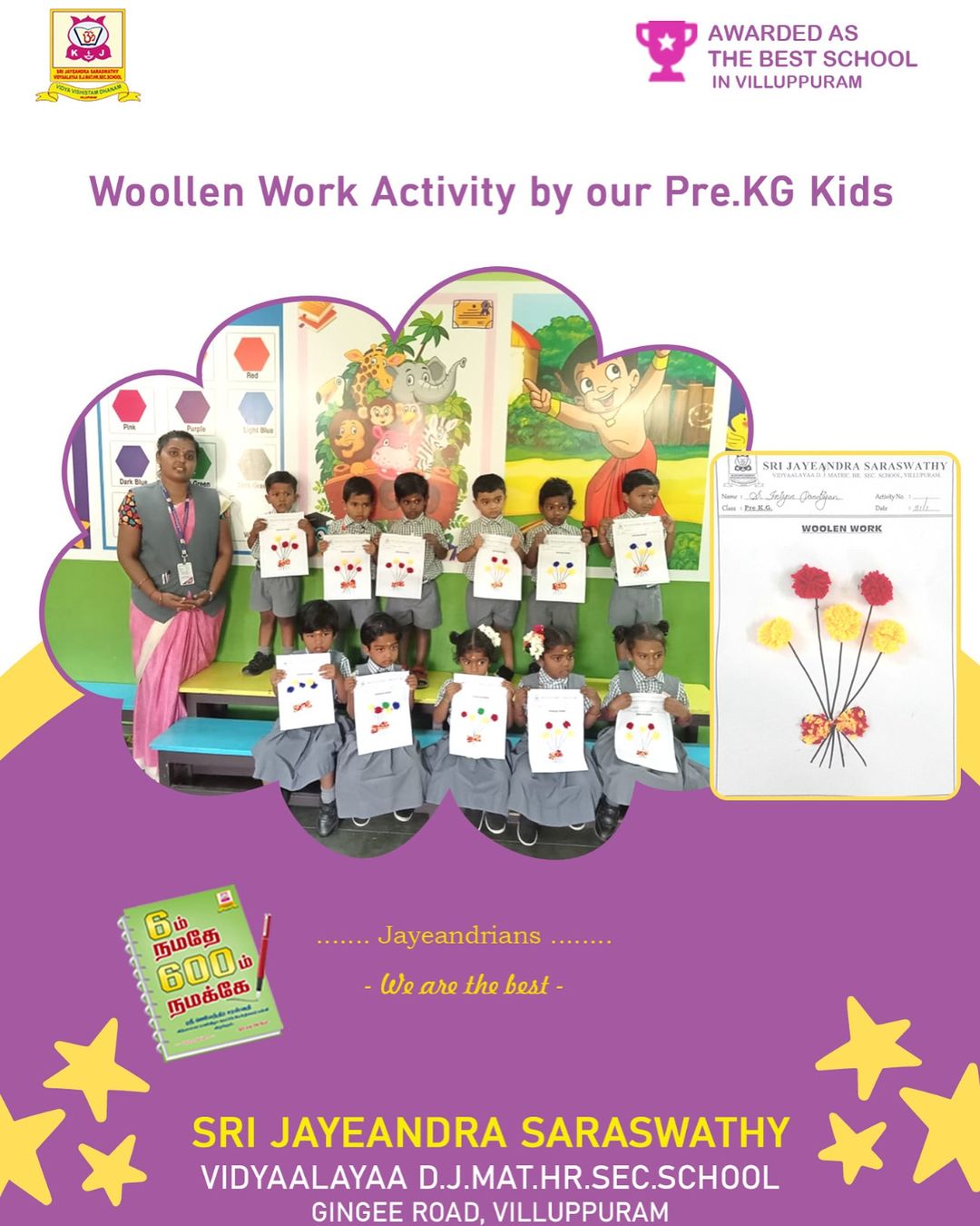 Woollen work activity by our Pre Kg Jayeandrians.